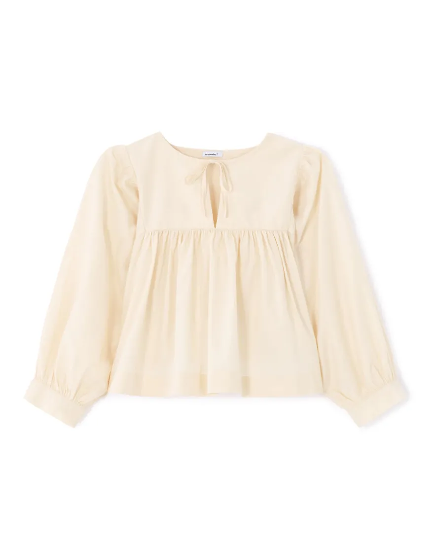 Celio Blouse encolure tunisienne en coton - beige^Femme Chemises & Blouses