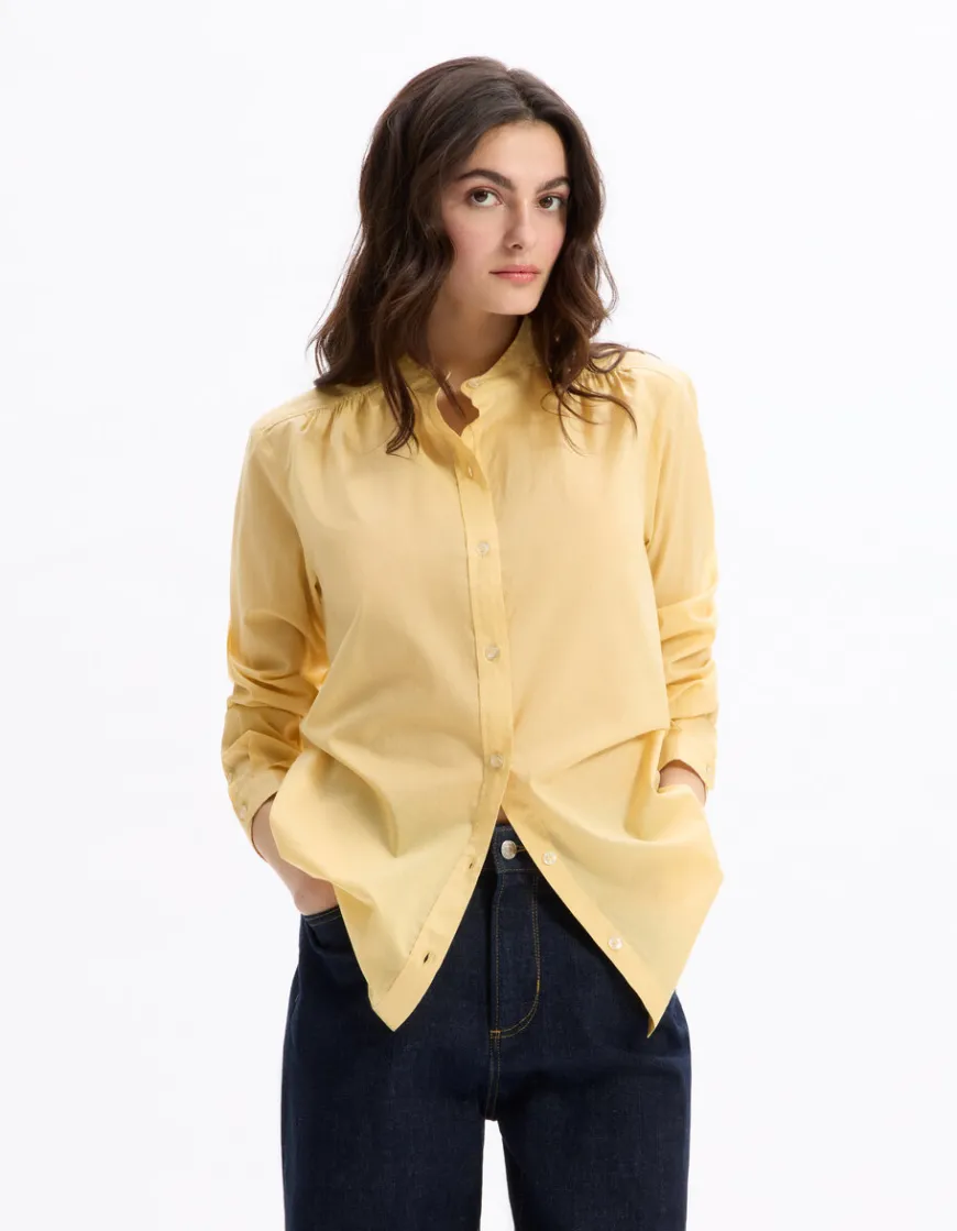 Celio blouse voile de coton - jaune^Femme Chemises & Blouses