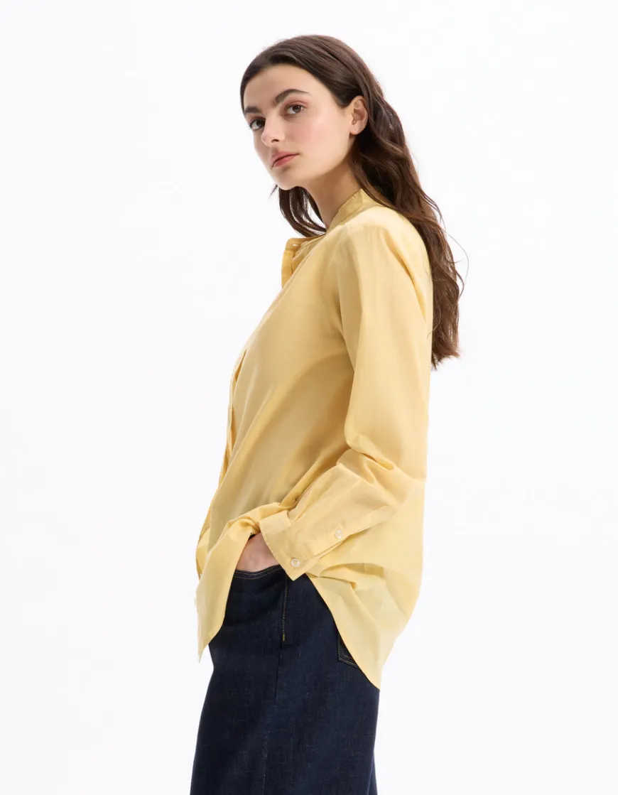 Celio blouse voile de coton - jaune^Femme Chemises & Blouses