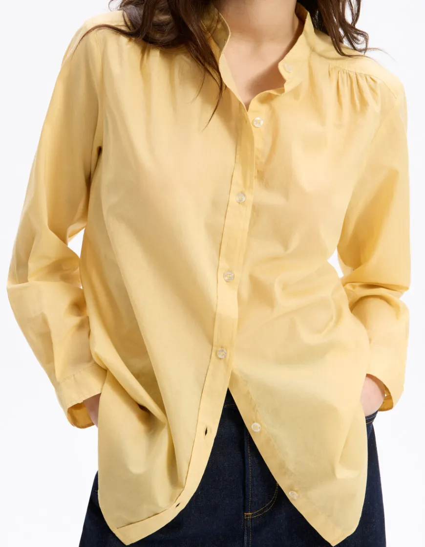Celio blouse voile de coton - jaune^Femme Chemises & Blouses