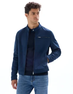 Celio Blouson biker faux daim - Marine^Homme Manteaux|Blousons