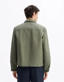 Celio Blouson col chemise en lin et coton -^Homme Blousons|Vestes
