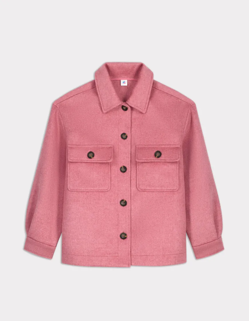 Celio Blouson duveteux col chemise - rose^Femme Manteaux