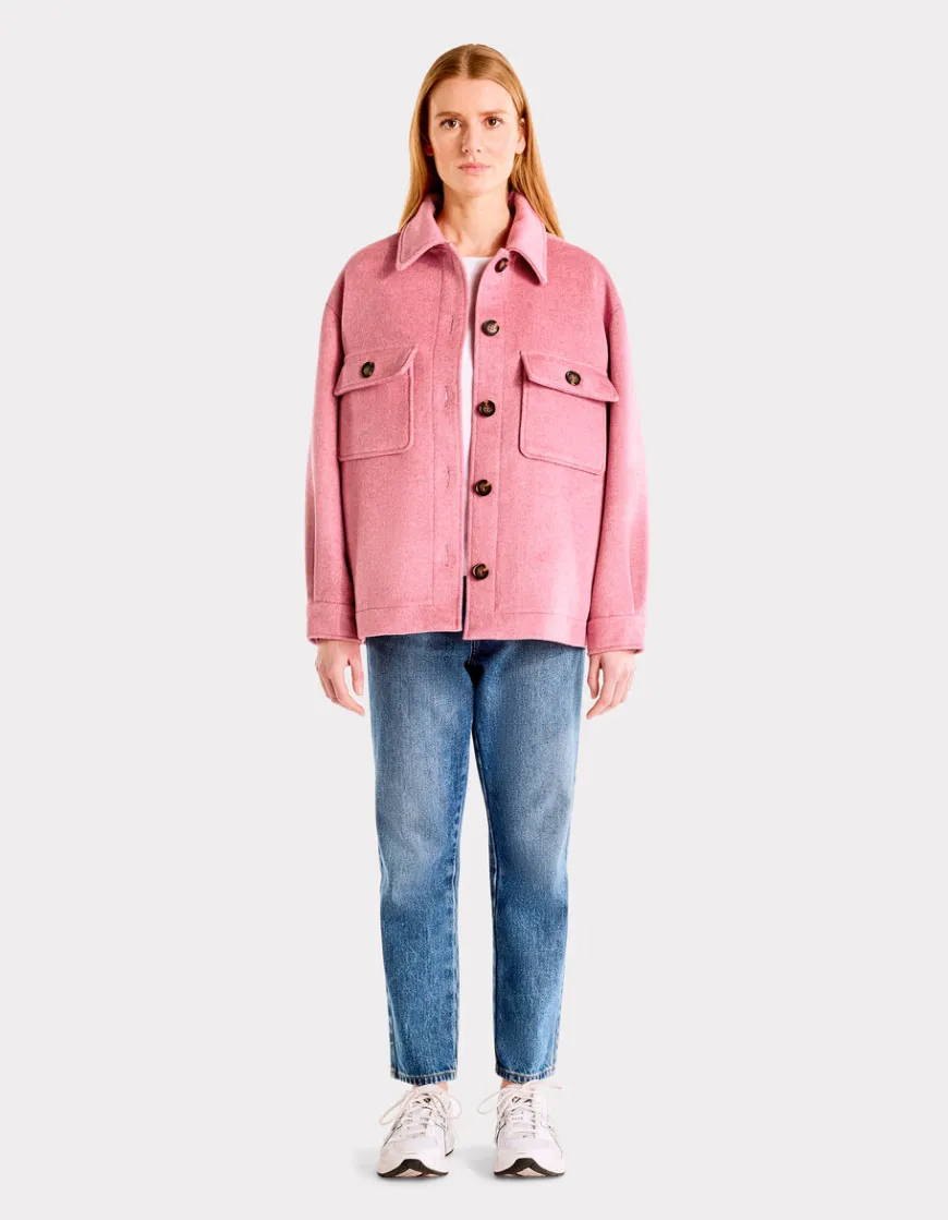Celio Blouson duveteux col chemise - rose^Femme Manteaux