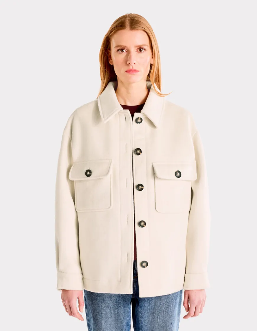 Celio Blouson duveteux col chemise - beige^Femme Manteaux