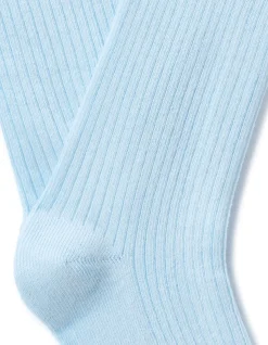 Celio Chaussettes courtes côtelées - bleu clair^Femme Chaussettes