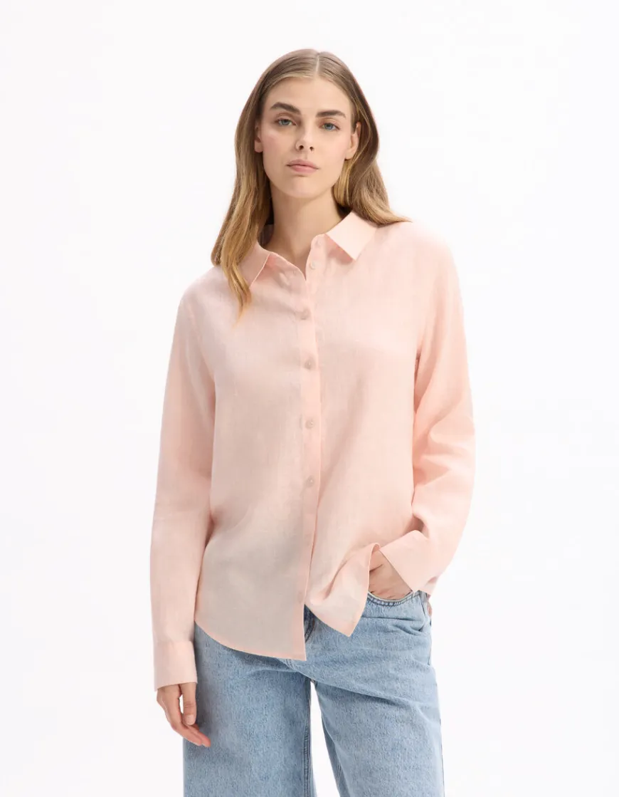 Celio Chemise 100% Lin - rose^Femme Chemises & Blouses|Collection Lin