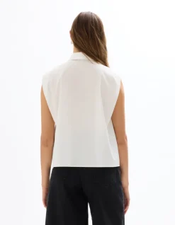 Celio Chemise courte boxy sans manches - écru^Femme Les Essentiels Aux Meilleurs Prix|Chemises & Blouses