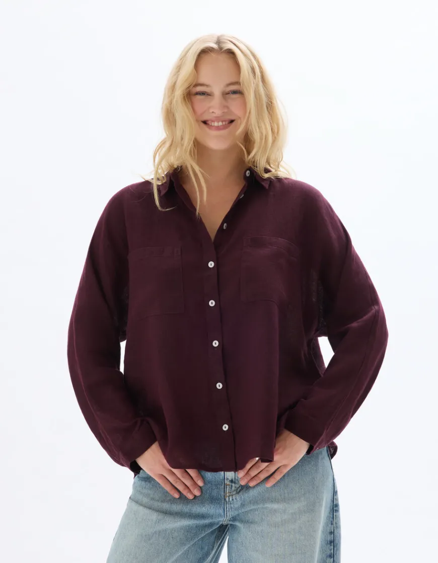 Celio Chemise en lin oversize -^Femme Chemises & Blouses|Collection Lin
