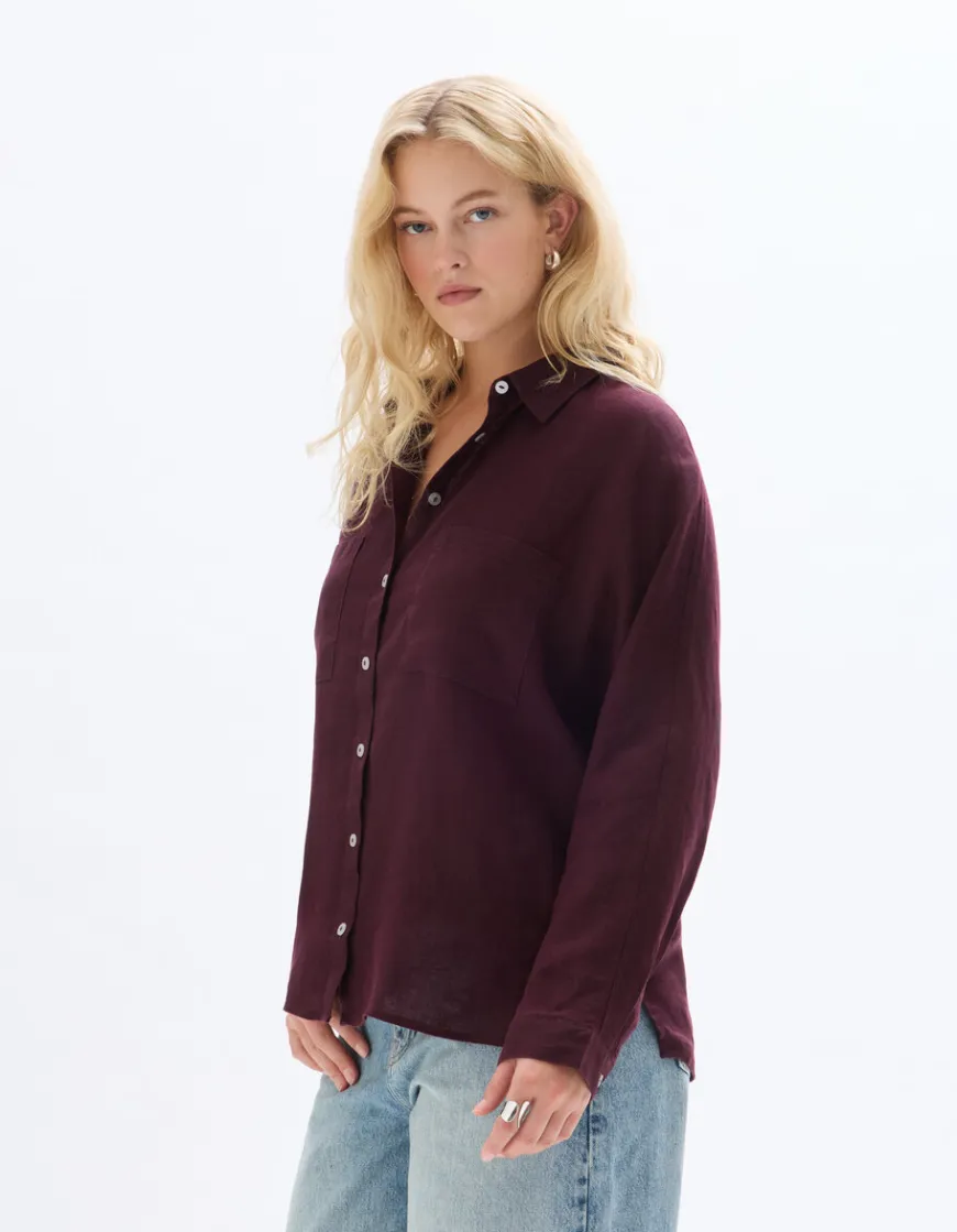 Celio Chemise en lin oversize -^Femme Chemises & Blouses|Collection Lin