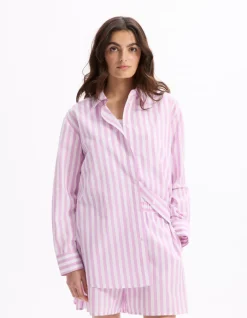 Celio Chemise en popeline rayé - violet^Femme Loungewear|Les Essentiels Aux Meilleurs Prix