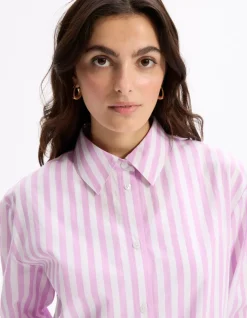 Celio Chemise en popeline rayé - violet^Femme Loungewear|Les Essentiels Aux Meilleurs Prix