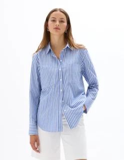 Celio Chemise en popeline rayée oversize -^Femme Les Essentiels Aux Meilleurs Prix|Chemises & Blouses