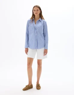 Celio Chemise en popeline rayée oversize -^Femme Les Essentiels Aux Meilleurs Prix|Chemises & Blouses