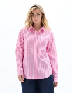 Celio Chemise en popeline rayée oversize -^Femme Les Essentiels Aux Meilleurs Prix|Chemises & Blouses