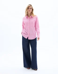 Celio Chemise en popeline rayée oversize -^Femme Les Essentiels Aux Meilleurs Prix|Chemises & Blouses