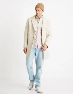 Celio Chemise oxford regular à rayures en coton - beige^Homme Chemises
