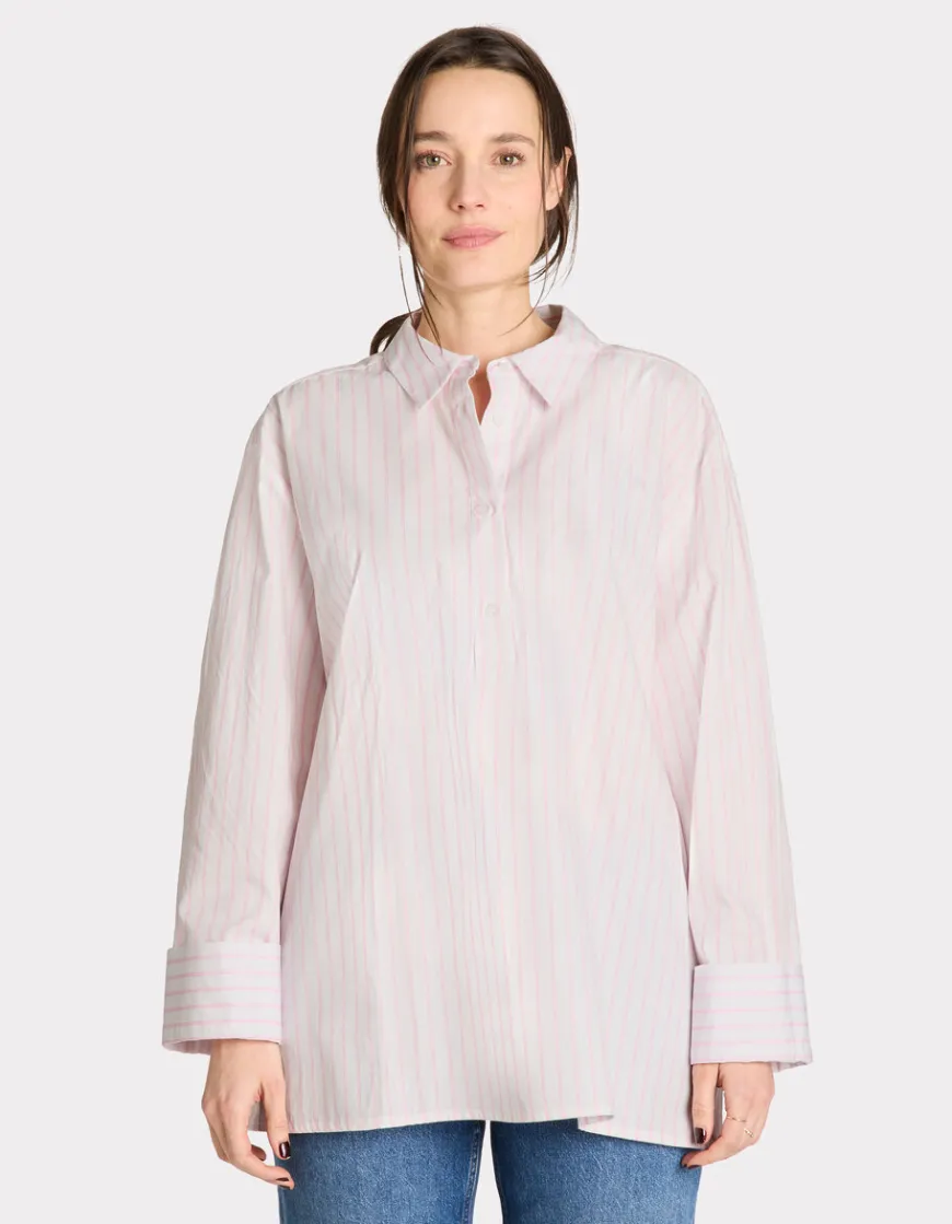 Celio Chemise rayée avec ouverture coté - rose^Femme Chemises & Blouses