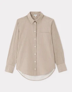 Celio Chemise rayée droite en coton - beige^Femme Chemises & Blouses