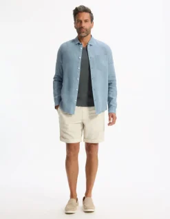 Celio Chemise regular 100% lin - bleu^Homme Chemises|Sélection Lin