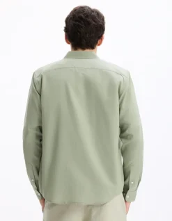Celio Chemise regular en coton viscose - kaki^Homme Chemises