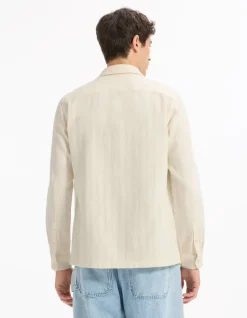 Celio Chemise regular jacquard 100% coton -^Homme Chemises|Chemises Blanches