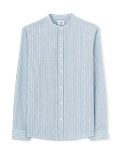 Celio Chemise regular rayé en lin et coton - bleu^Homme Chemises|Sélection Lin