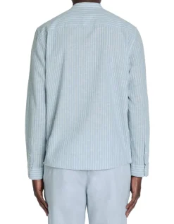 Celio Chemise regular rayé en lin et coton - bleu^Homme Chemises|Sélection Lin