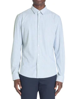 Celio Chemise slim rayée à col français stretch - bleu^Homme Chemises