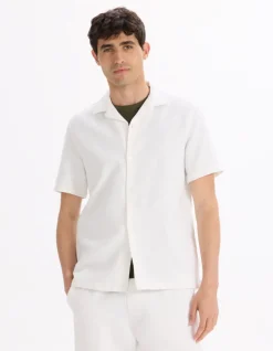 Celio Chemisette regular 100% coton texturé - beige^Homme Chemises Manches Courtes|Chemises