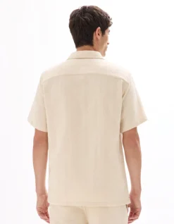 Celio Chemisette regular 100% coton jacquard - écru^Homme Chemises|Chemises Manches Courtes