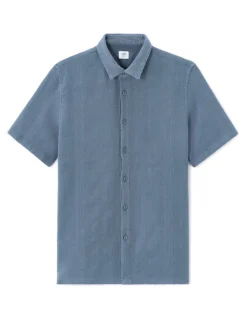 Celio Chemisette regular 100% coton jacquard - bleu^Homme Chemises Manches Courtes|Chemises