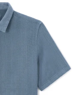 Celio Chemisette regular 100% coton jacquard - bleu^Homme Chemises Manches Courtes|Chemises
