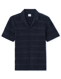 Celio chemisette regular à crochet - bleu^Homme Chemises Manches Courtes|Chemises
