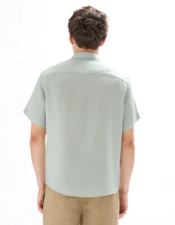 Celio Chemisette regular 100% lin - menthe^Homme Chemises Manches Courtes|Chemises