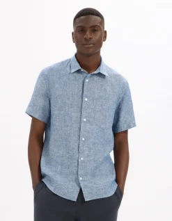 Celio Chemisette regular 100% lin -^Homme Chemises Manches Courtes|Chemises