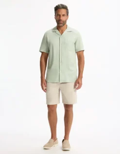 Celio Chemisette regular 100% viscose - kaki^Homme Chemises Manches Courtes|Chemises