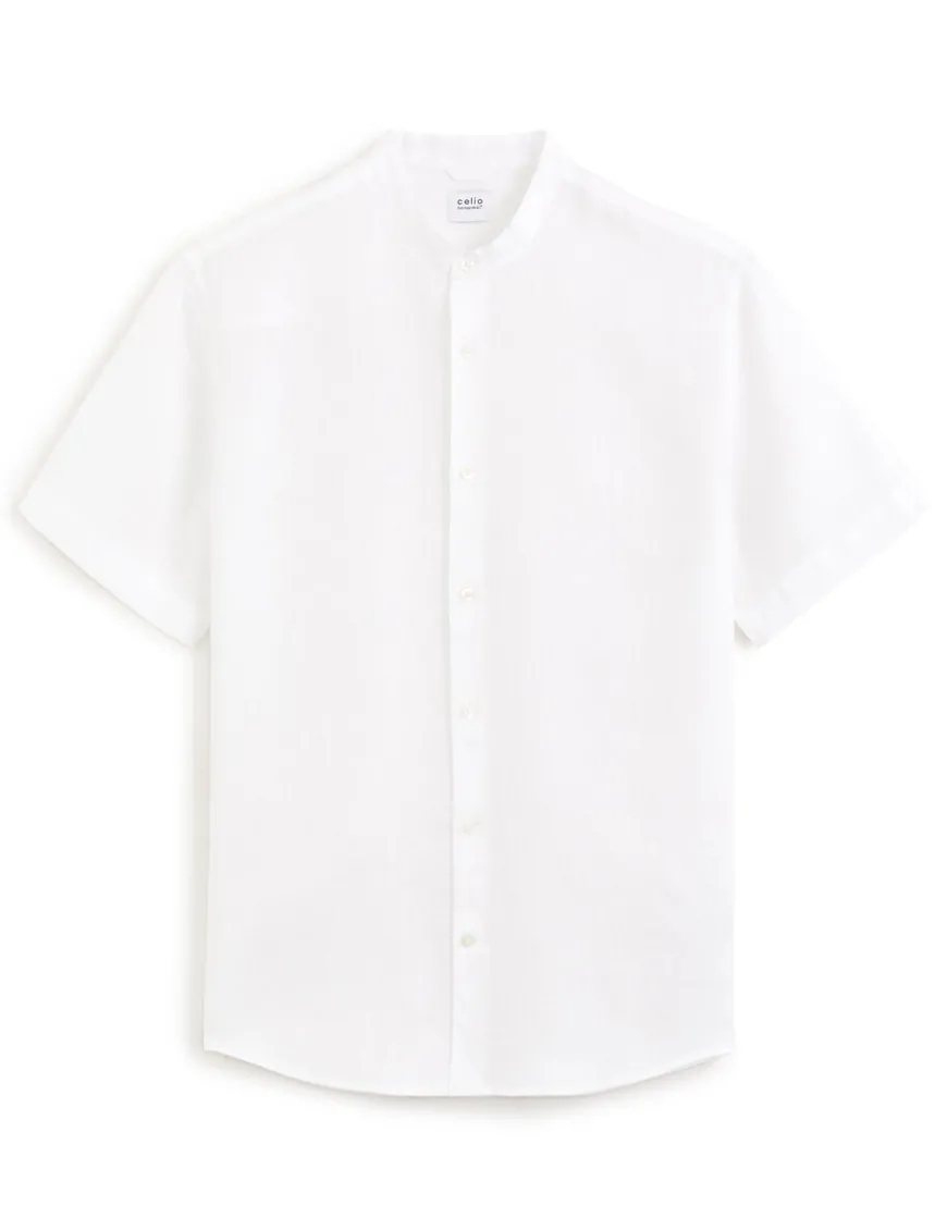 Celio Chemisette regular col mao 100% lin -^Homme Chemises Manches Courtes|Chemises