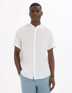 Celio Chemisette regular col mao 100% lin -^Homme Chemises Manches Courtes|Chemises