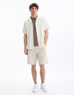 Celio Chemisette regular en jersey uni - beige^Homme Chemises Manches Courtes|Chemises