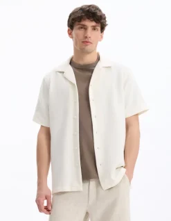 Celio Chemisette regular en jersey uni - beige^Homme Chemises Manches Courtes|Chemises