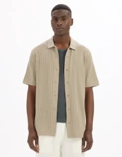 Celio Chemisette regular en maille ajouré -^Homme Chemises Manches Courtes|Chemises