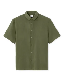 Celio Chemisette regular froissée 100% coton - kaki^Homme Chemises Manches Courtes|Chemises