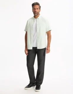 Celio Chemisette regular oxford 100% coton - menthe^Homme Chemises Manches Courtes|Chemises