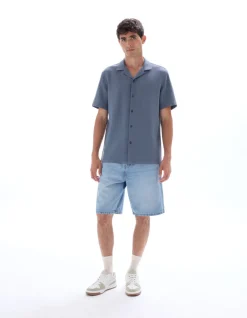 Celio Chemisette regular slubbés 100% coton - gris^Homme Chemises Manches Courtes|Chemises