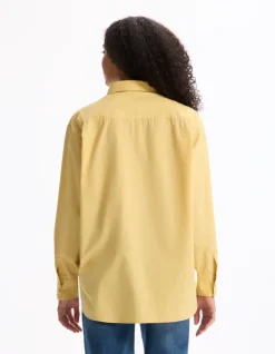 Celio Chemisier en coton - jaune^Femme Chemises & Blouses