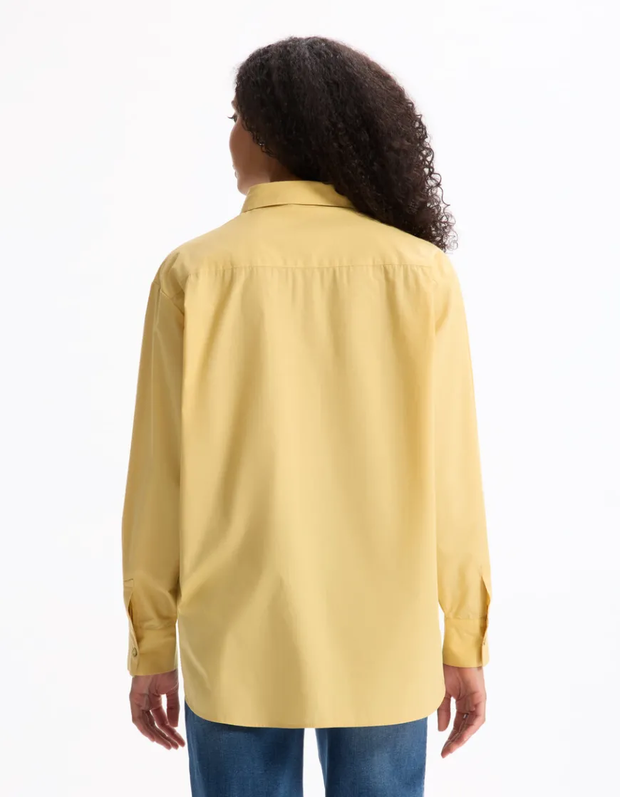 Celio Chemisier en coton - jaune^Femme Chemises & Blouses