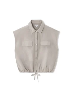 Celio Chemisier en gaze de coton sans manches - gris^Femme Chemises & Blouses|Les Ensembles