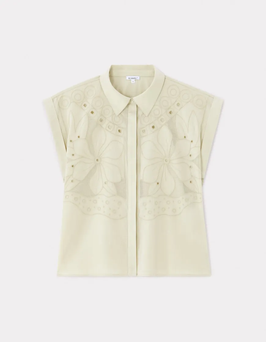 Celio Chemisier sans manches brodé - gris^Femme Chemises & Blouses