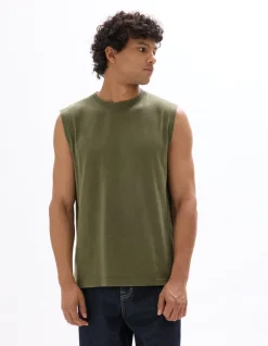 Celio Débardeur boxy col rond 100% coton - kaki^Homme T-Shirts|Débardeurs